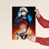 Gojo & Sukuna – Jujutsu Kaisen Fire & Cursed Energy Poster